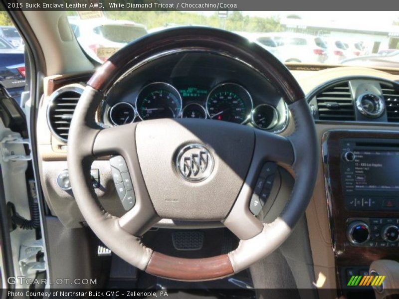 White Diamond Tricoat / Choccachino/Cocoa 2015 Buick Enclave Leather AWD