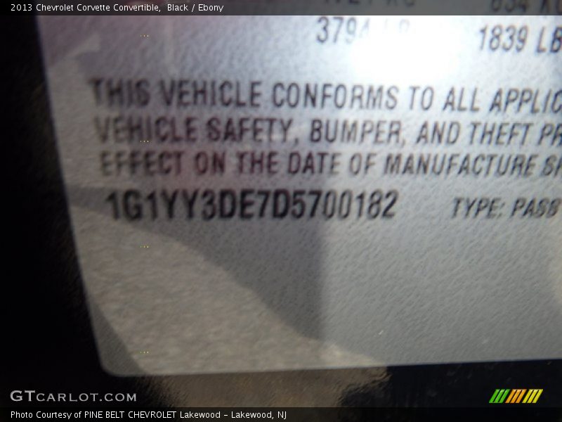 Black / Ebony 2013 Chevrolet Corvette Convertible