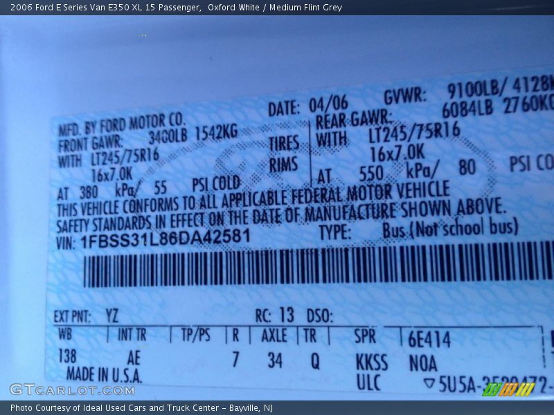Oxford White / Medium Flint Grey 2006 Ford E Series Van E350 XL 15 Passenger