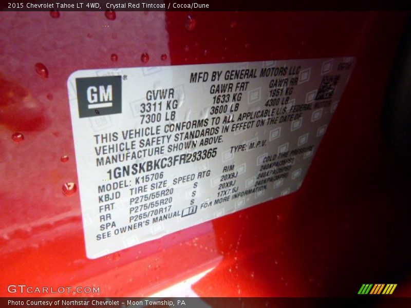 Crystal Red Tintcoat / Cocoa/Dune 2015 Chevrolet Tahoe LT 4WD
