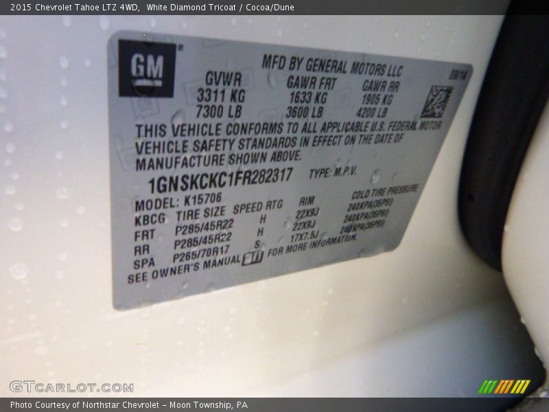 White Diamond Tricoat / Cocoa/Dune 2015 Chevrolet Tahoe LTZ 4WD