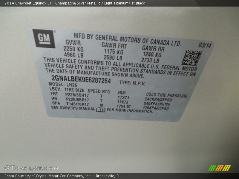Champagne Silver Metallic / Light Titanium/Jet Black 2014 Chevrolet Equinox LT