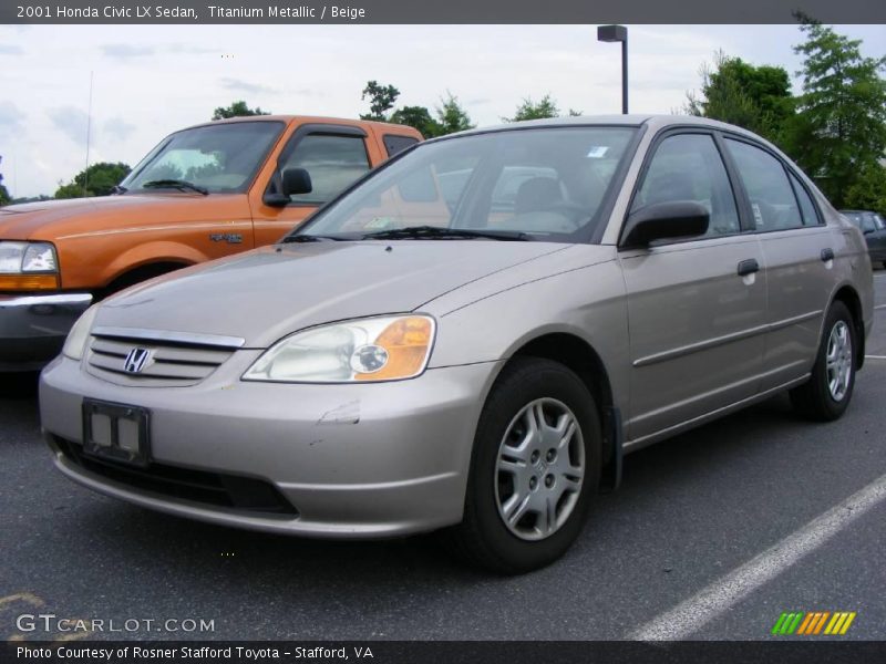 Titanium Metallic / Beige 2001 Honda Civic LX Sedan