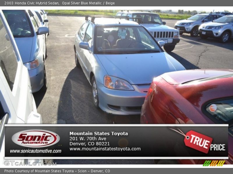 Opal Silver Blue Metallic / Beige 2003 Honda Civic Hybrid Sedan