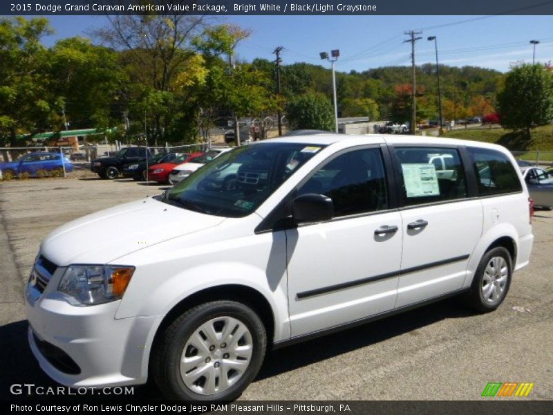 Bright White / Black/Light Graystone 2015 Dodge Grand Caravan American Value Package