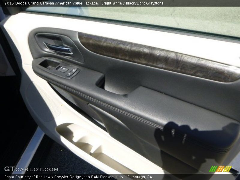 Bright White / Black/Light Graystone 2015 Dodge Grand Caravan American Value Package