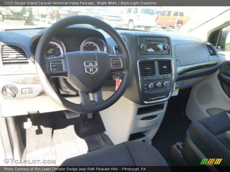 Bright White / Black/Light Graystone 2015 Dodge Grand Caravan American Value Package