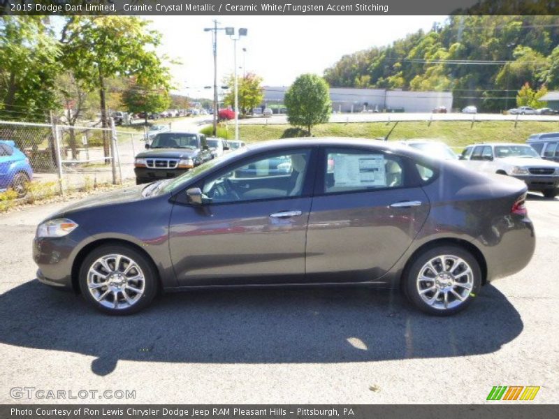Granite Crystal Metallic / Ceramic White/Tungsten Accent Stitching 2015 Dodge Dart Limited