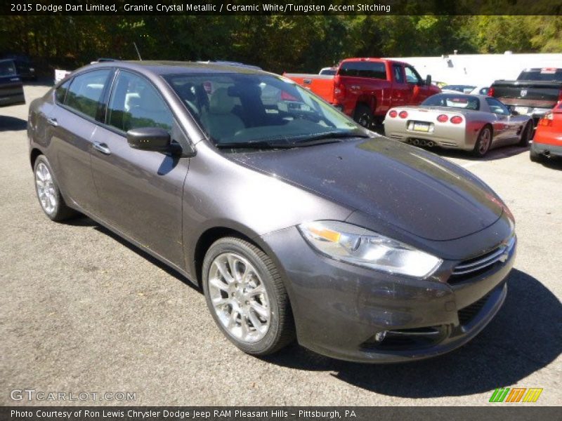 Granite Crystal Metallic / Ceramic White/Tungsten Accent Stitching 2015 Dodge Dart Limited