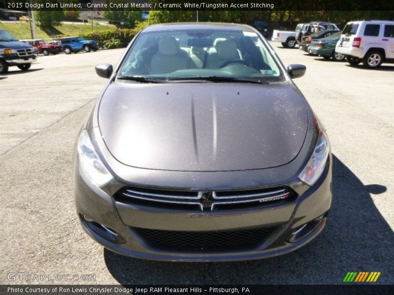 Granite Crystal Metallic / Ceramic White/Tungsten Accent Stitching 2015 Dodge Dart Limited
