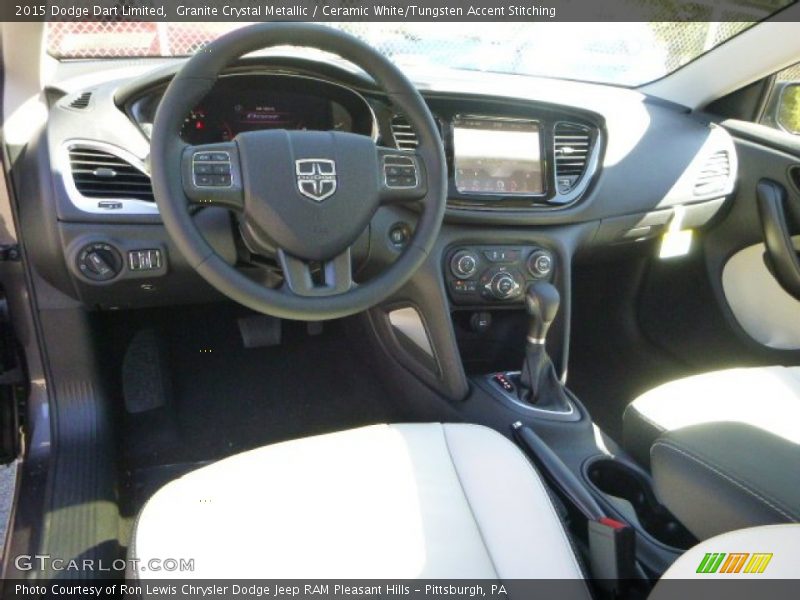 Granite Crystal Metallic / Ceramic White/Tungsten Accent Stitching 2015 Dodge Dart Limited