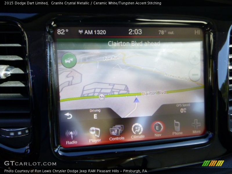 Granite Crystal Metallic / Ceramic White/Tungsten Accent Stitching 2015 Dodge Dart Limited