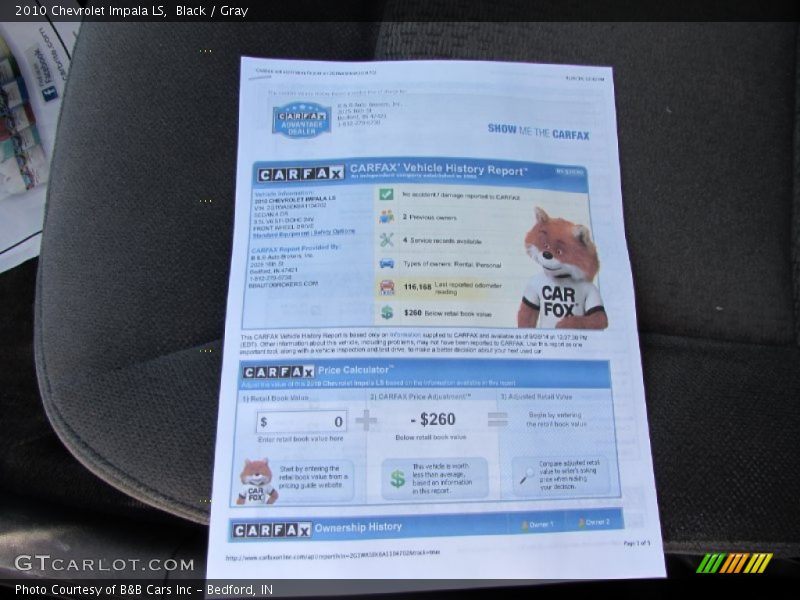 Black / Gray 2010 Chevrolet Impala LS