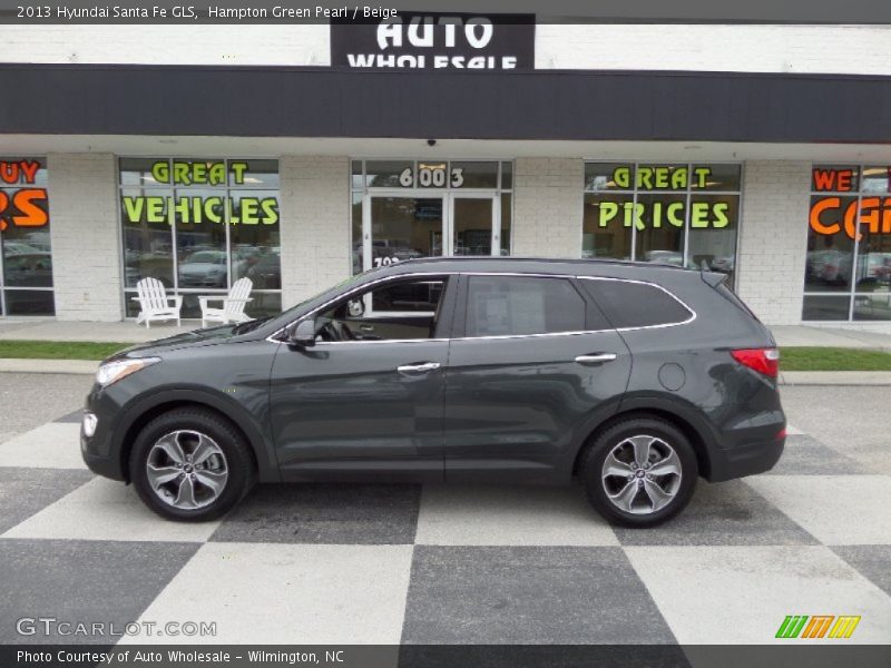 Hampton Green Pearl / Beige 2013 Hyundai Santa Fe GLS