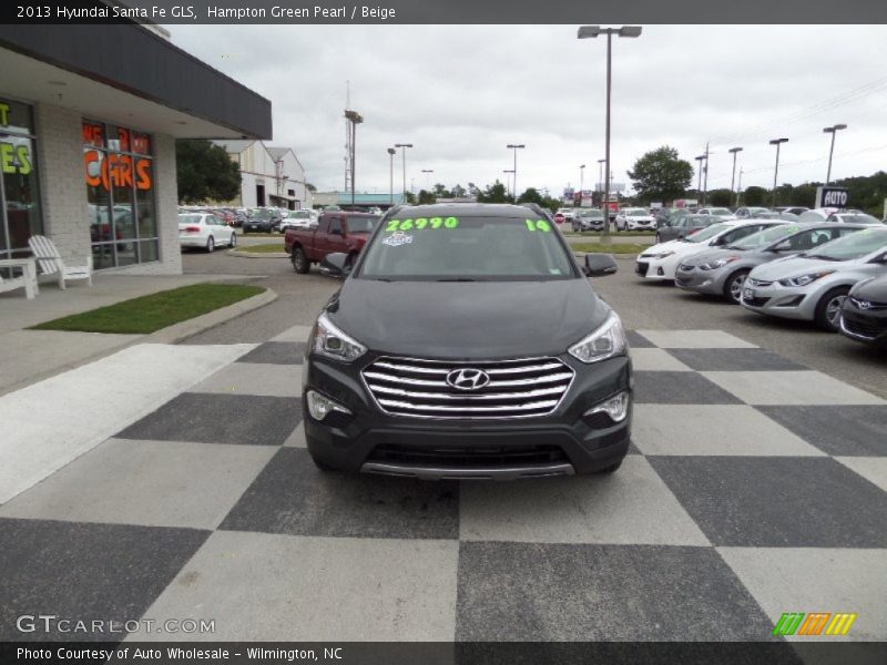 Hampton Green Pearl / Beige 2013 Hyundai Santa Fe GLS