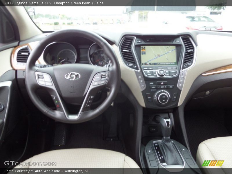 Hampton Green Pearl / Beige 2013 Hyundai Santa Fe GLS