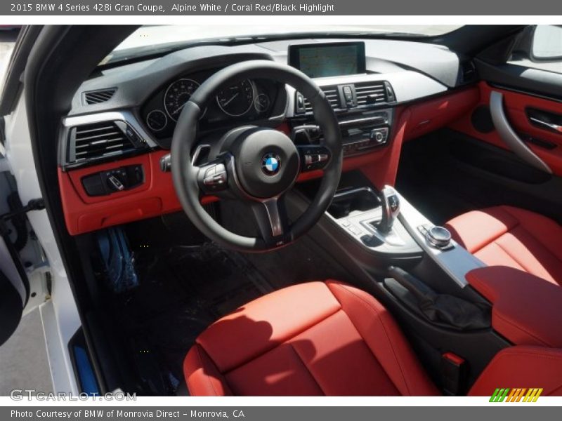 Alpine White / Coral Red/Black Highlight 2015 BMW 4 Series 428i Gran Coupe
