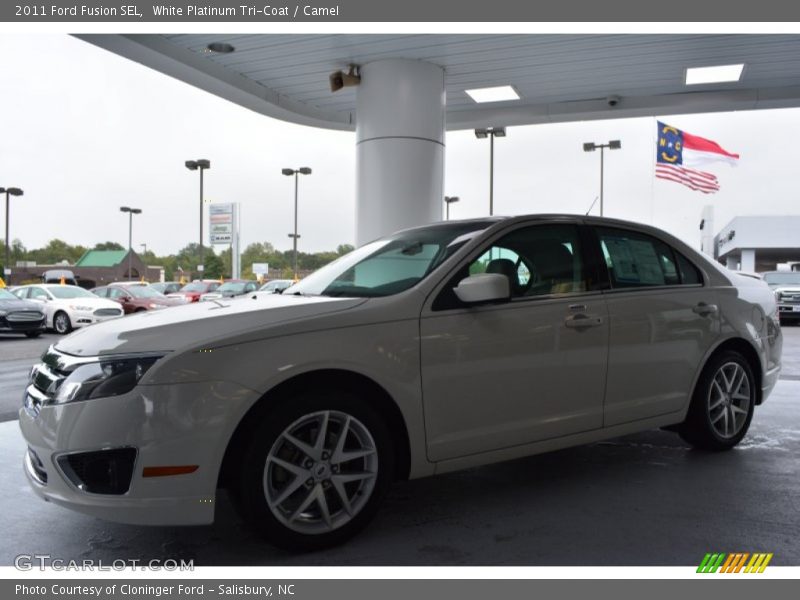 White Platinum Tri-Coat / Camel 2011 Ford Fusion SEL