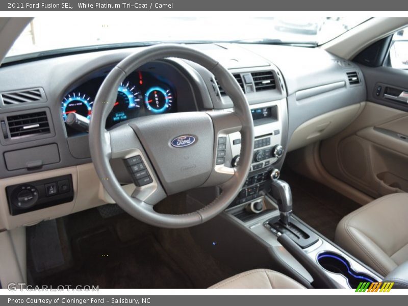 White Platinum Tri-Coat / Camel 2011 Ford Fusion SEL