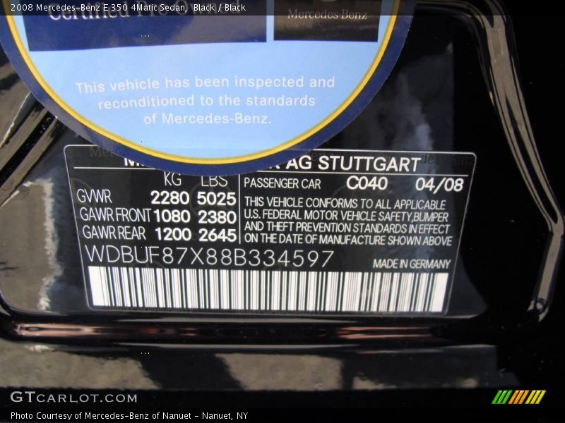 Black / Black 2008 Mercedes-Benz E 350 4Matic Sedan