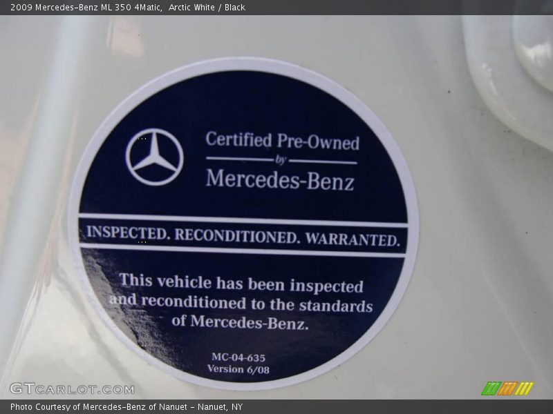 Arctic White / Black 2009 Mercedes-Benz ML 350 4Matic