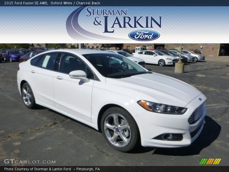 Oxford White / Charcoal Black 2015 Ford Fusion SE AWD