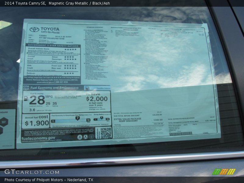 Magnetic Gray Metallic / Black/Ash 2014 Toyota Camry SE