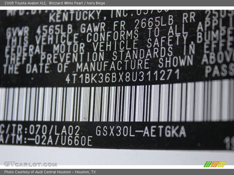 Blizzard White Pearl / Ivory Beige 2008 Toyota Avalon XLS