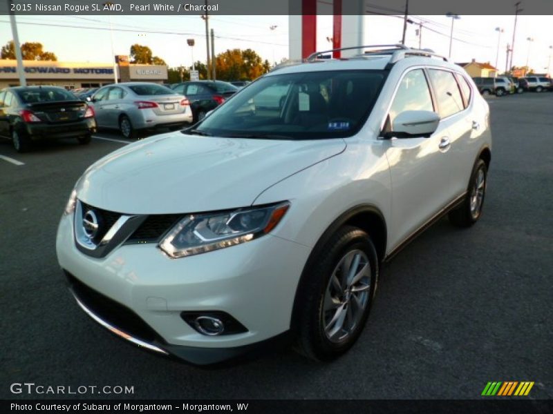 Pearl White / Charcoal 2015 Nissan Rogue SL AWD