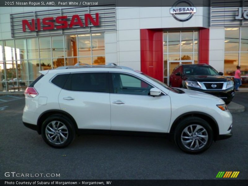 Pearl White / Charcoal 2015 Nissan Rogue SL AWD