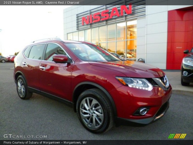 Cayenne Red / Charcoal 2015 Nissan Rogue SL AWD