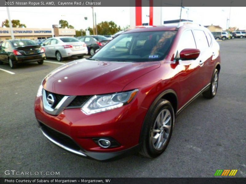 Cayenne Red / Charcoal 2015 Nissan Rogue SL AWD