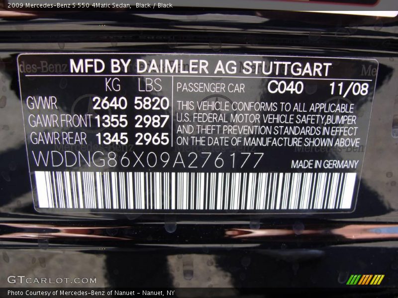 Black / Black 2009 Mercedes-Benz S 550 4Matic Sedan