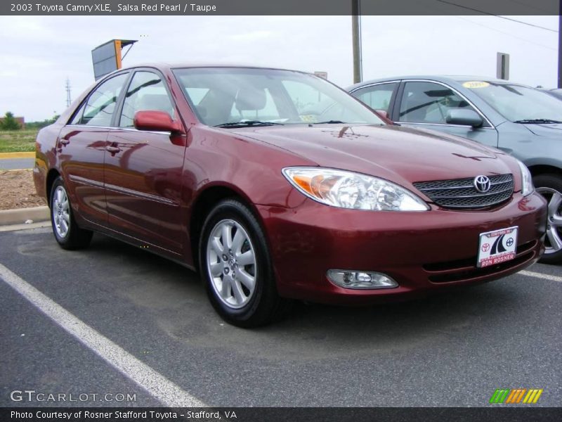 Salsa Red Pearl / Taupe 2003 Toyota Camry XLE