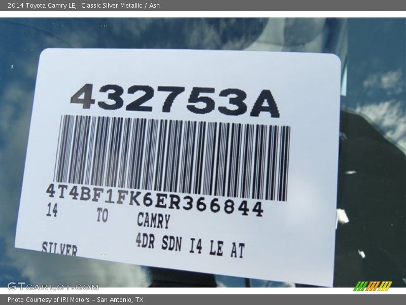 Classic Silver Metallic / Ash 2014 Toyota Camry LE