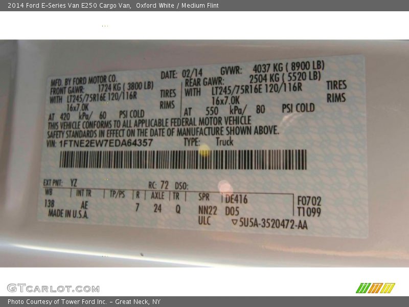 Oxford White / Medium Flint 2014 Ford E-Series Van E250 Cargo Van