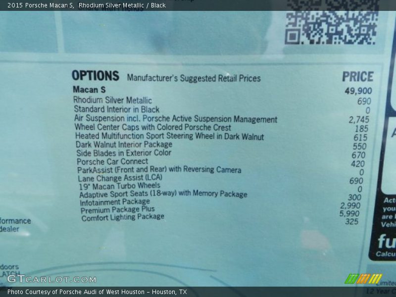  2015 Macan S Window Sticker