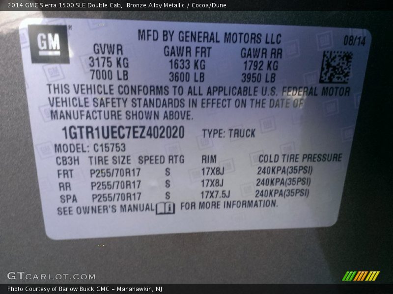 Bronze Alloy Metallic / Cocoa/Dune 2014 GMC Sierra 1500 SLE Double Cab