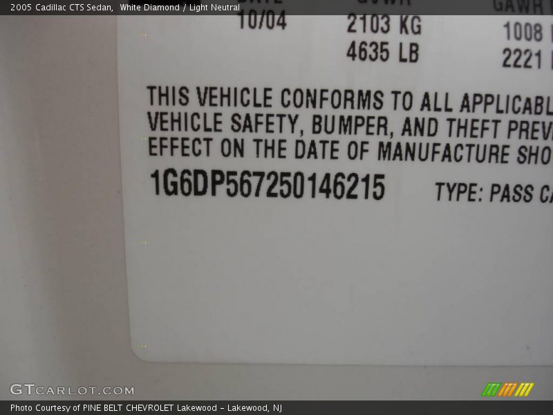 White Diamond / Light Neutral 2005 Cadillac CTS Sedan