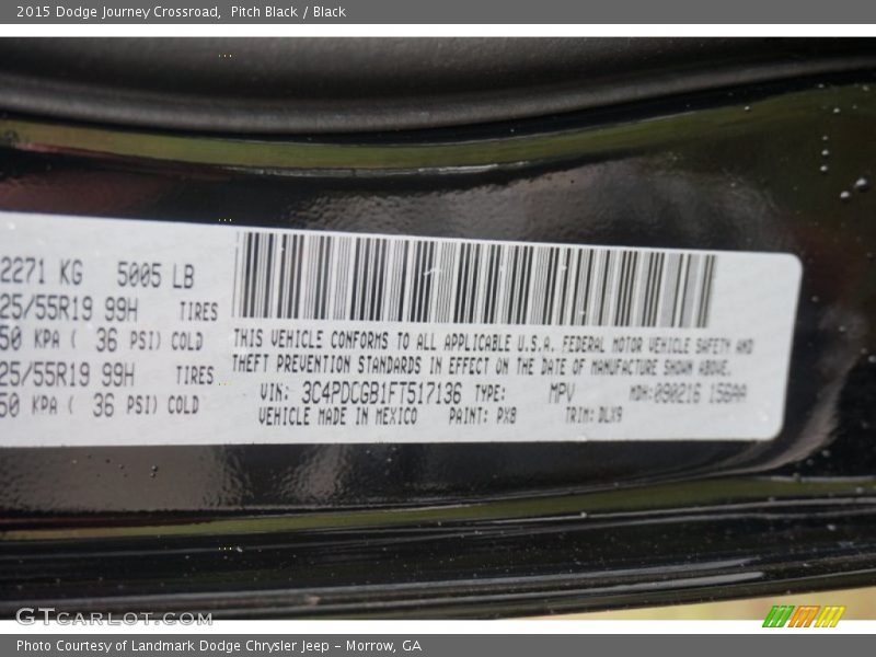 Pitch Black / Black 2015 Dodge Journey Crossroad