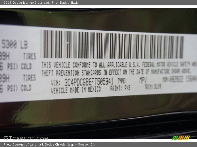 Pitch Black / Black 2015 Dodge Journey Crossroad