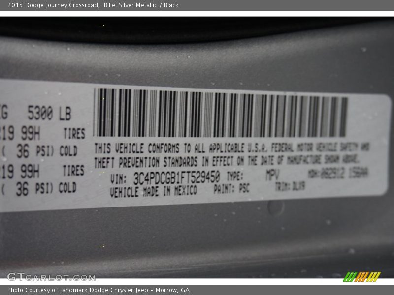 Billet Silver Metallic / Black 2015 Dodge Journey Crossroad