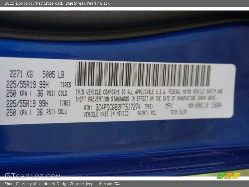 Blue Streak Pearl / Black 2015 Dodge Journey Crossroad