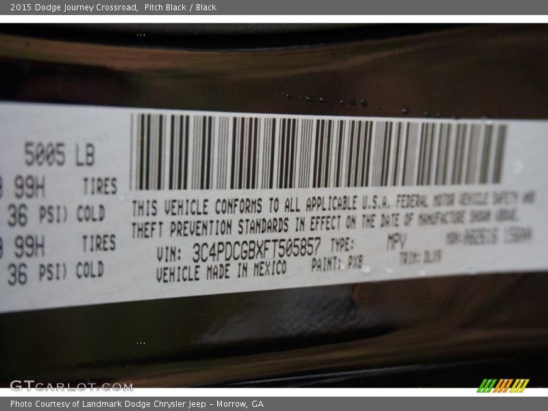 Pitch Black / Black 2015 Dodge Journey Crossroad