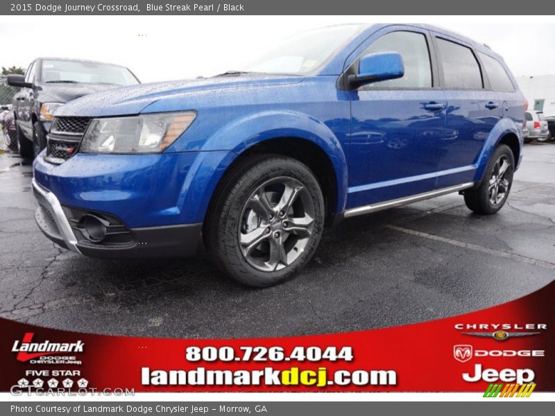 Blue Streak Pearl / Black 2015 Dodge Journey Crossroad
