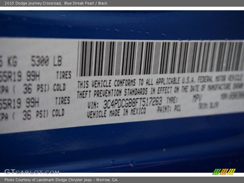 Blue Streak Pearl / Black 2015 Dodge Journey Crossroad