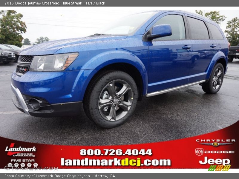 Blue Streak Pearl / Black 2015 Dodge Journey Crossroad