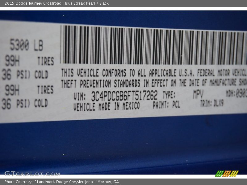 Blue Streak Pearl / Black 2015 Dodge Journey Crossroad