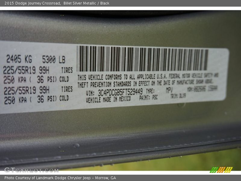 Billet Silver Metallic / Black 2015 Dodge Journey Crossroad