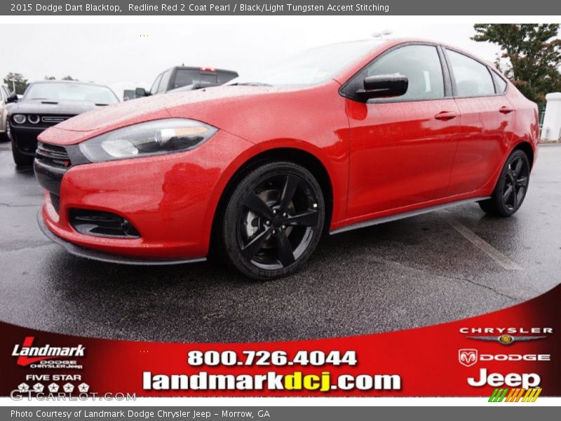 Redline Red 2 Coat Pearl / Black/Light Tungsten Accent Stitching 2015 Dodge Dart Blacktop